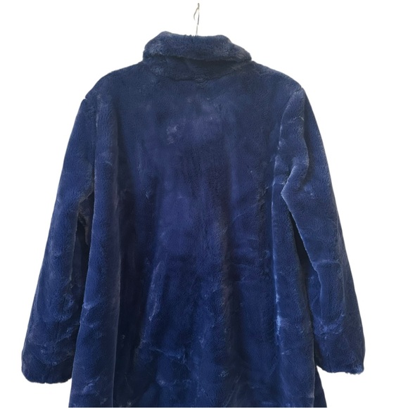 Dennis Basso Plus Size Coat Relaxed Fit Fur Shawl Collar Rich Teal Blue 2X - Picture 13 of 14